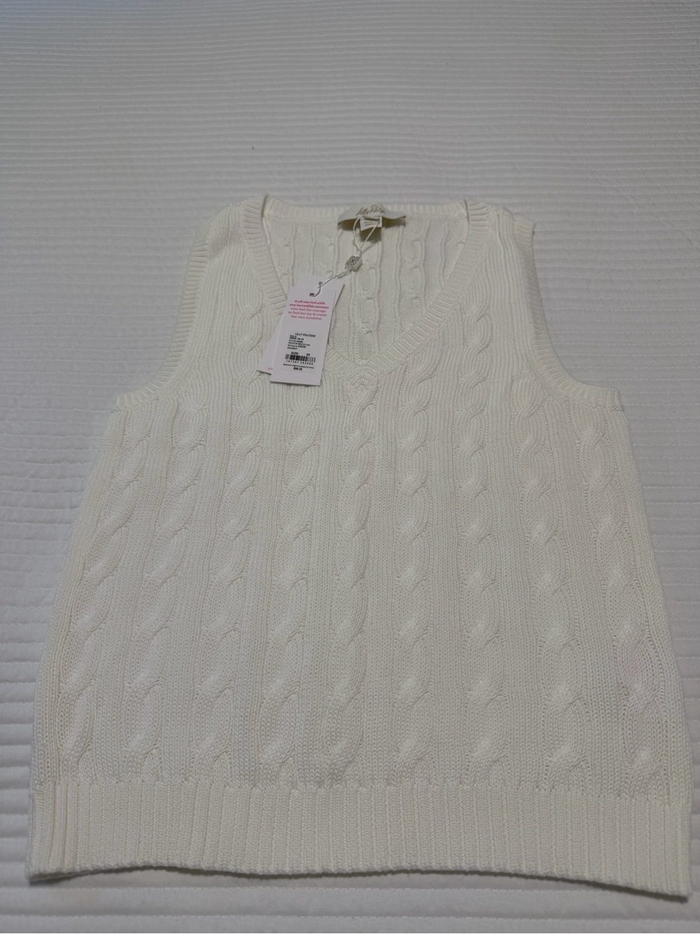 Lilly Pulitzer Cream Cable Knit V-Neck Sweater Vest